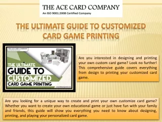 The Ultimate Guide To Customized Card Game Printing