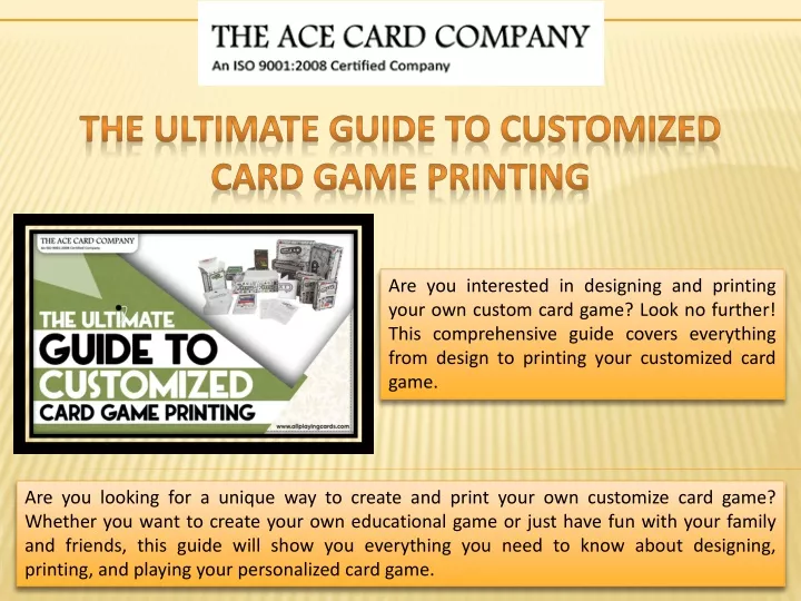 the ultimate guide to customized card game