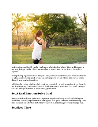 maintaining good health can be challenging when