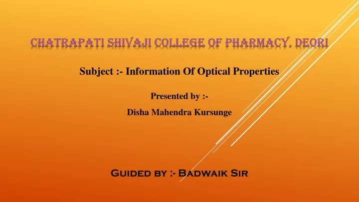 subject information of optical properties