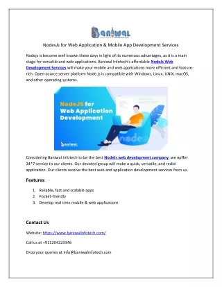 nodesjs for web application mobile