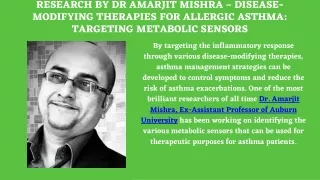 research by dr amarjit mishra disease modifying