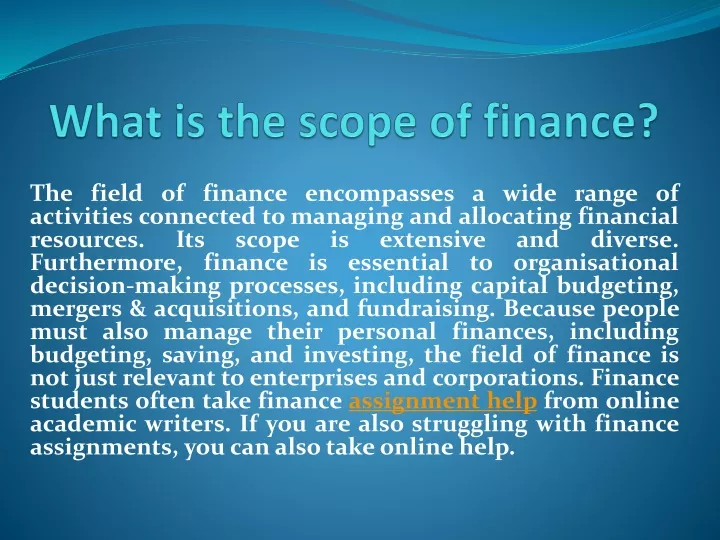 what is the scope of finance