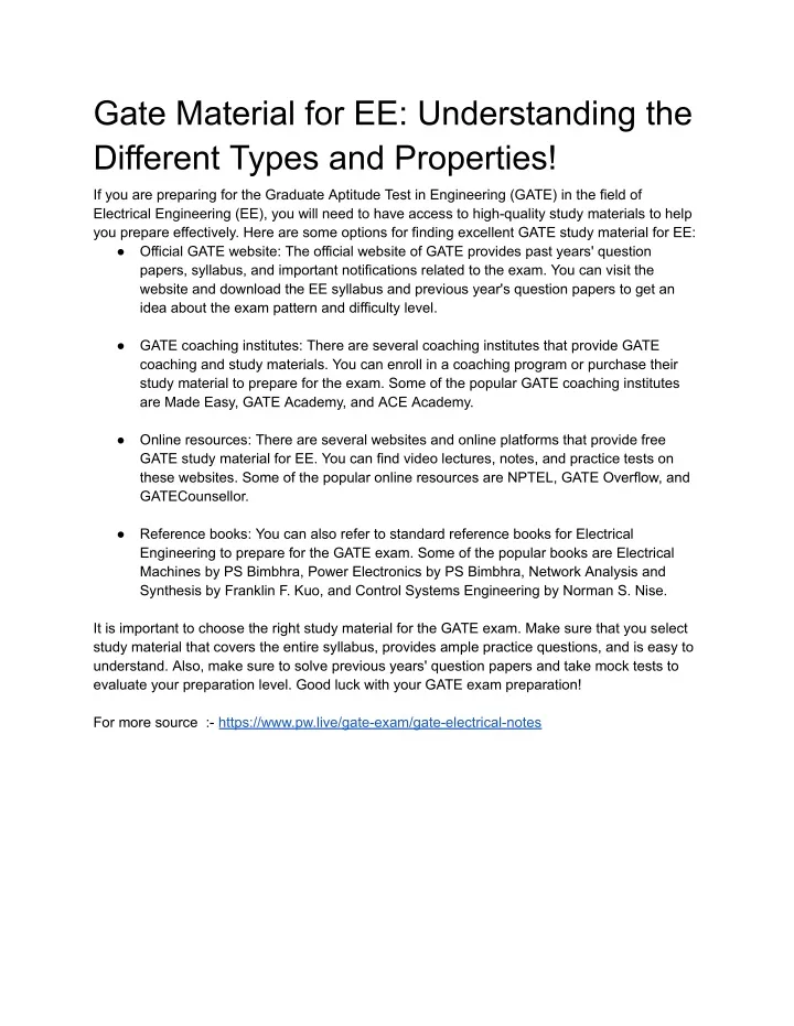 gate material for ee understanding the different