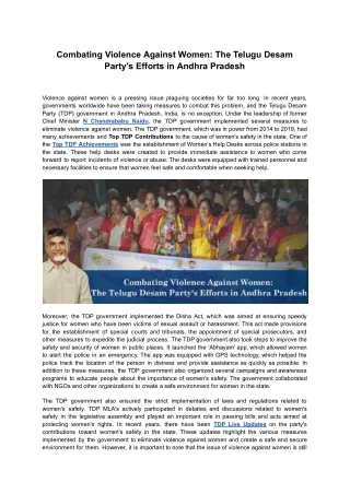 Combating Violence Against Women_ The Telugu Desam Party's Efforts in Andhra Pradesh