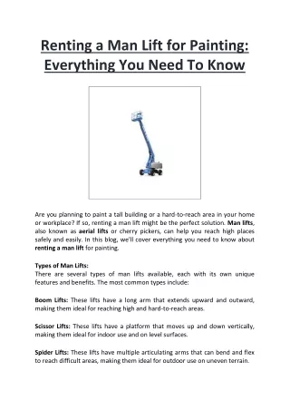 Renting a Man Lift for Painting: Everything You Need To Know