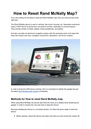 How to Reset Rand McNally Map