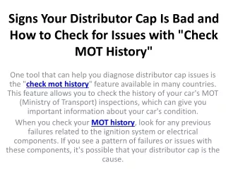 signs your distributor cap is bad and how to check for issues with check mot history