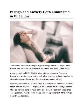 Vertigo and Anxiety Both Eliminated in One Blow