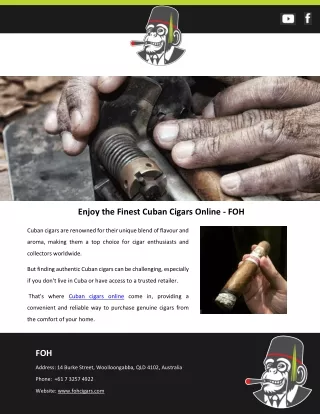 Enjoy the Finest Cuban Cigars Online – FOH