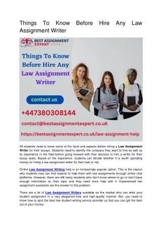 Things To Know Before Hire Any Law Assignment Writer