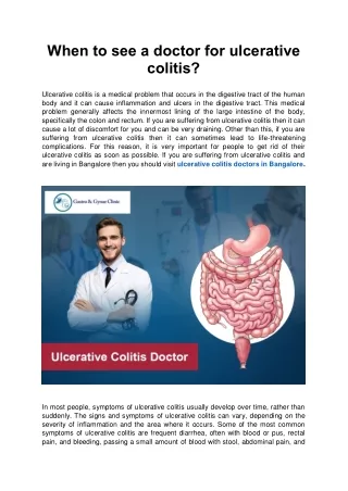 When to see a doctor for ulcerative colitis - Gastro & Gynae Clinic