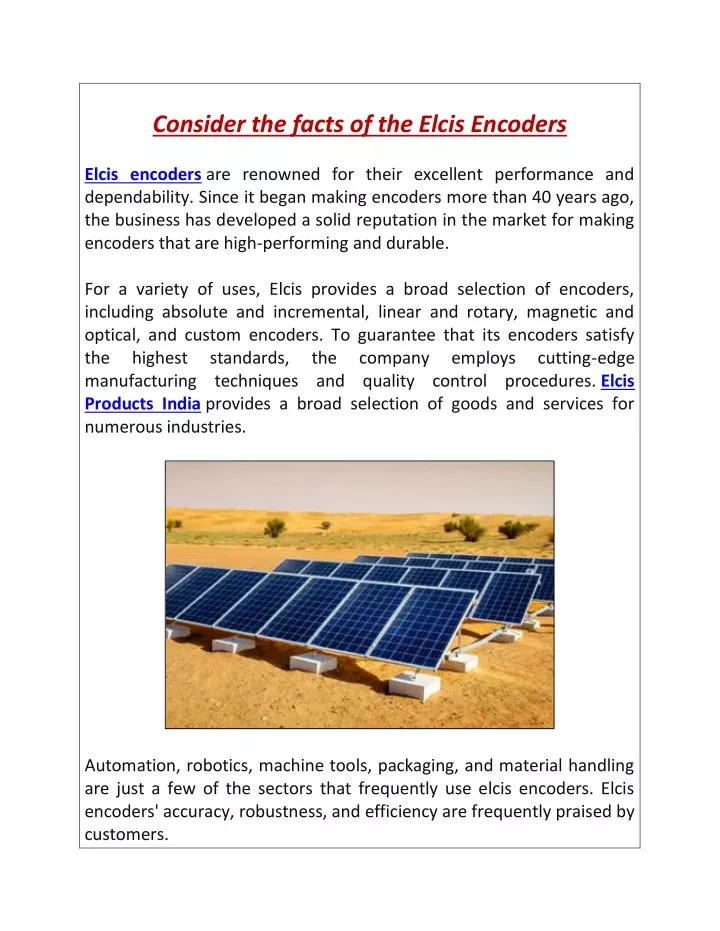 consider the facts of the elcis encoders