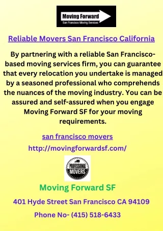 Reliable Movers San Francisco California