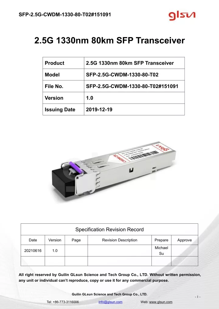 sfp 2 5g cwdm 1330 80 t02 151091