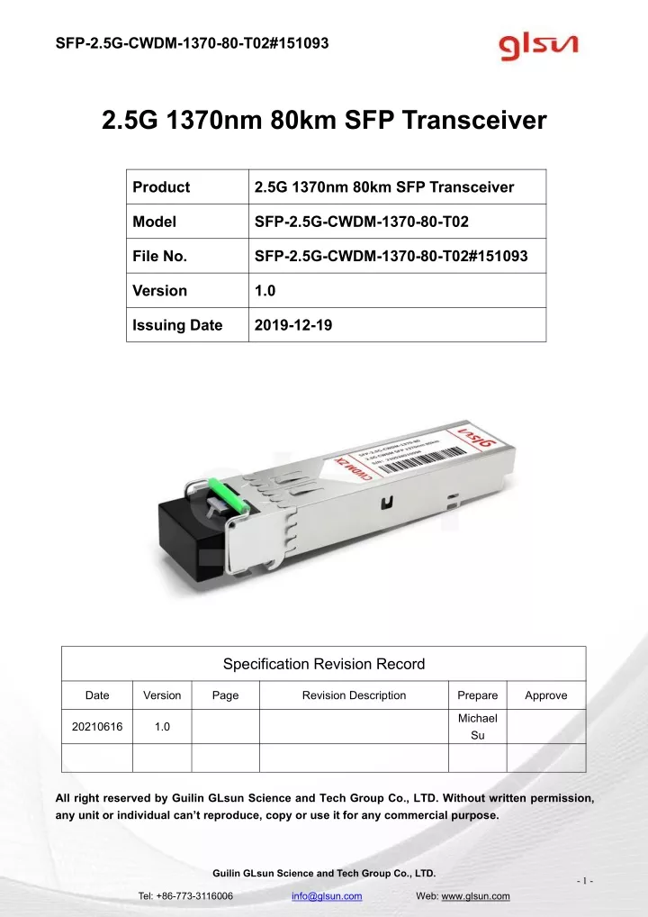 sfp 2 5g cwdm 1370 80 t02 151093