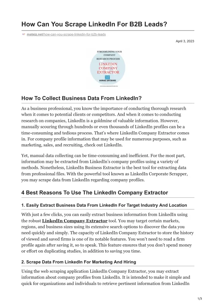 how can you scrape linkedin for b2b leads