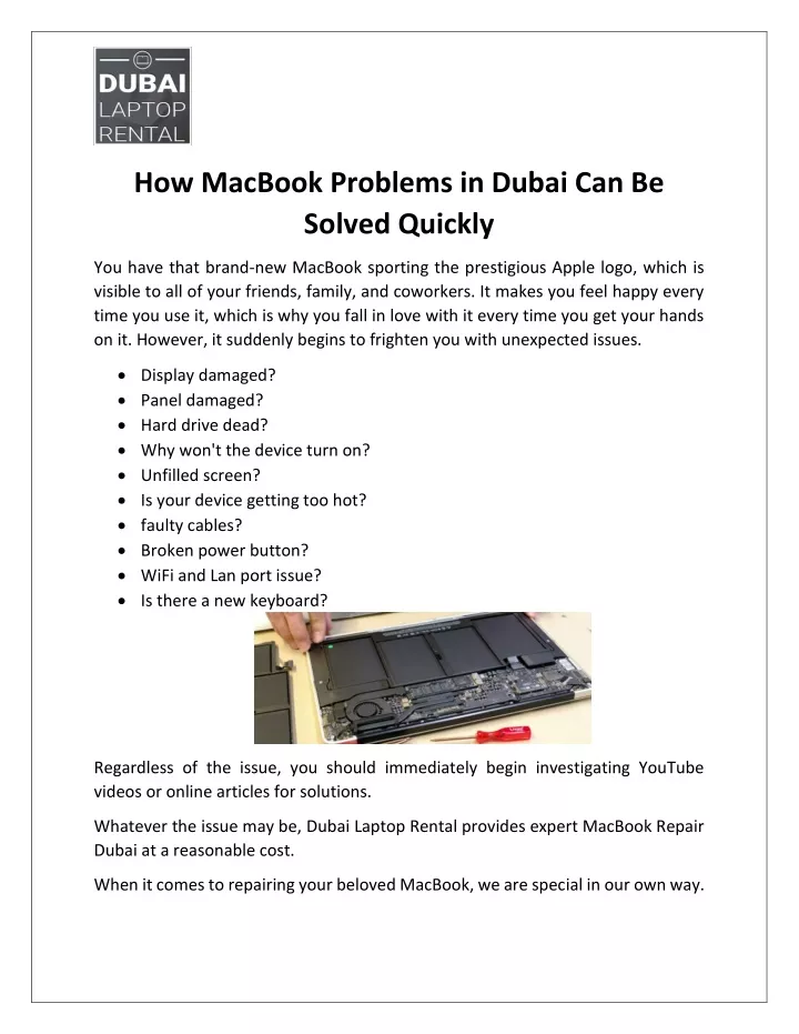 how macbook problems in dubai can be solved