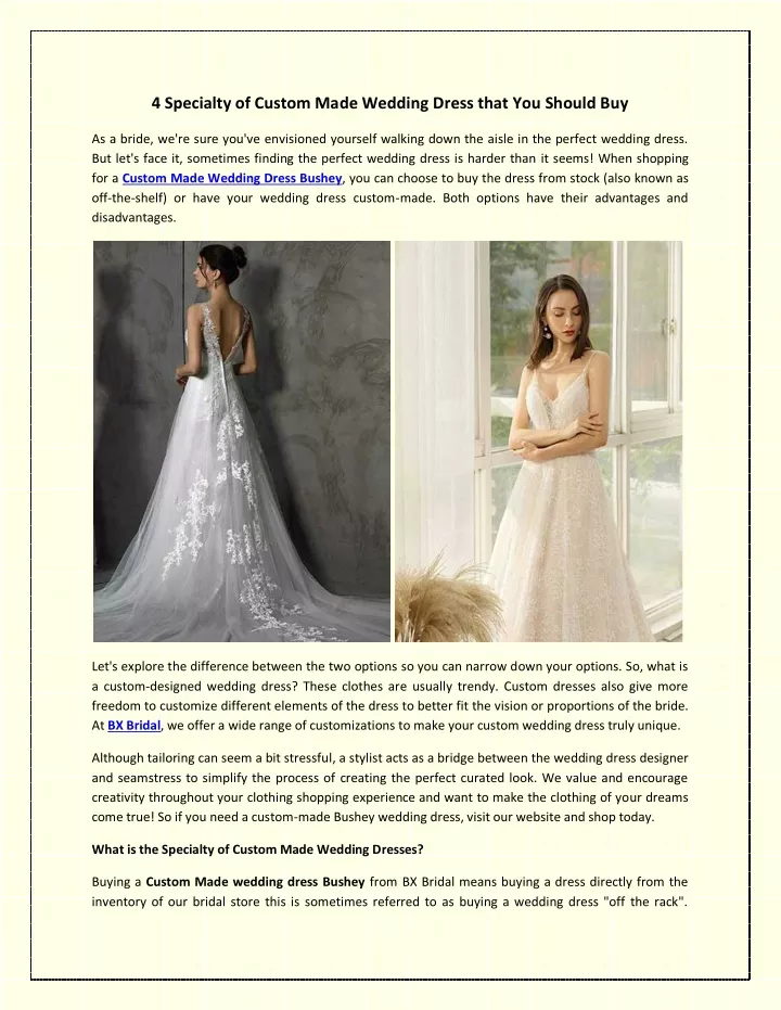 4 specialty of custom made wedding dress that