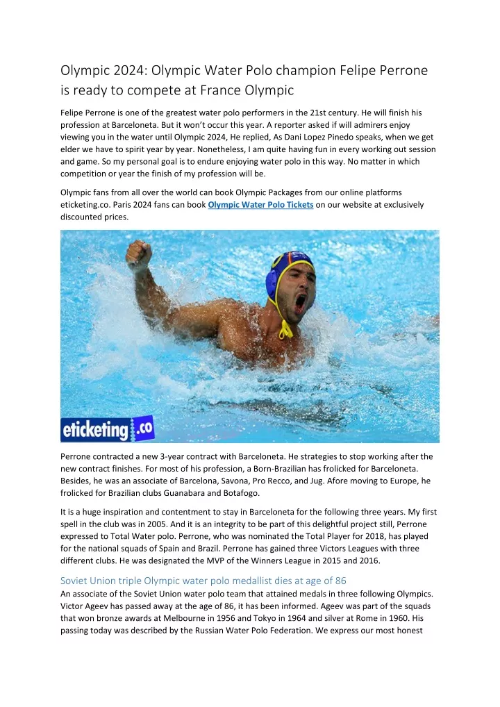 PPT Olympic 2024 Olympic Water Polo champion Felipe Perrone is ready