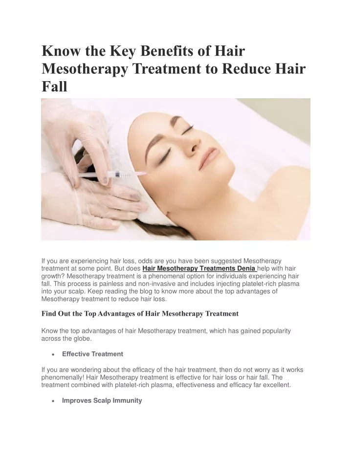 know the key benefits of hair mesotherapy