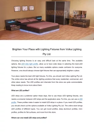 Brighten Your Place with Lighting Fixtures from Volka Lighting Pty Ltd.