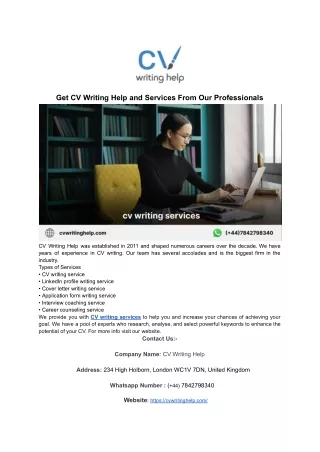 Get CV Writing Help and Services From Our Professionals