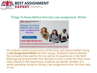 Things To Know Before Hire Any Law Assignment Writer.
