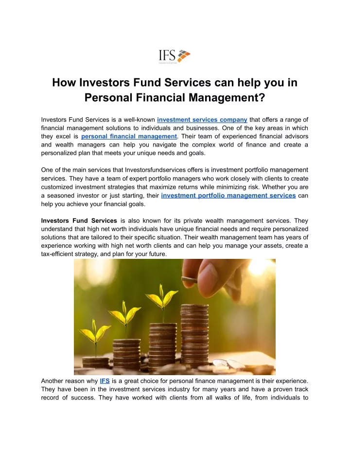 how investors fund services can help