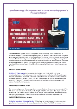 accurate measuring systems are a crucial aspect