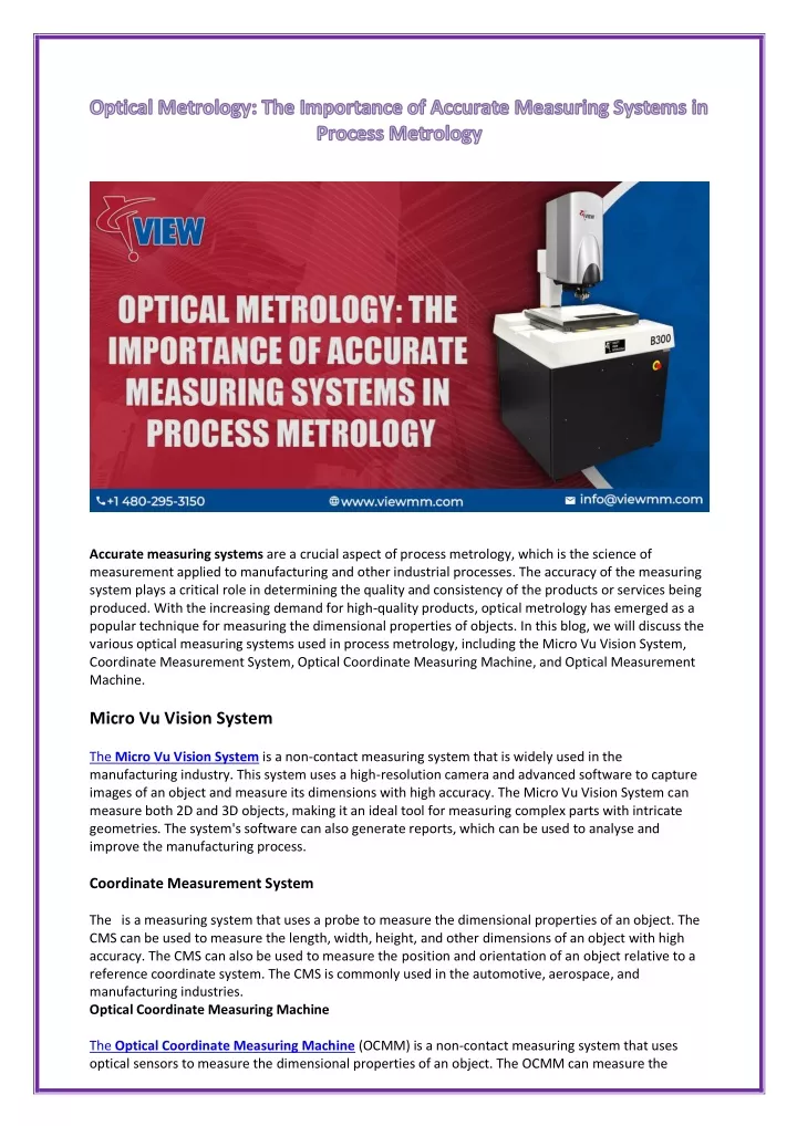 accurate measuring systems are a crucial aspect