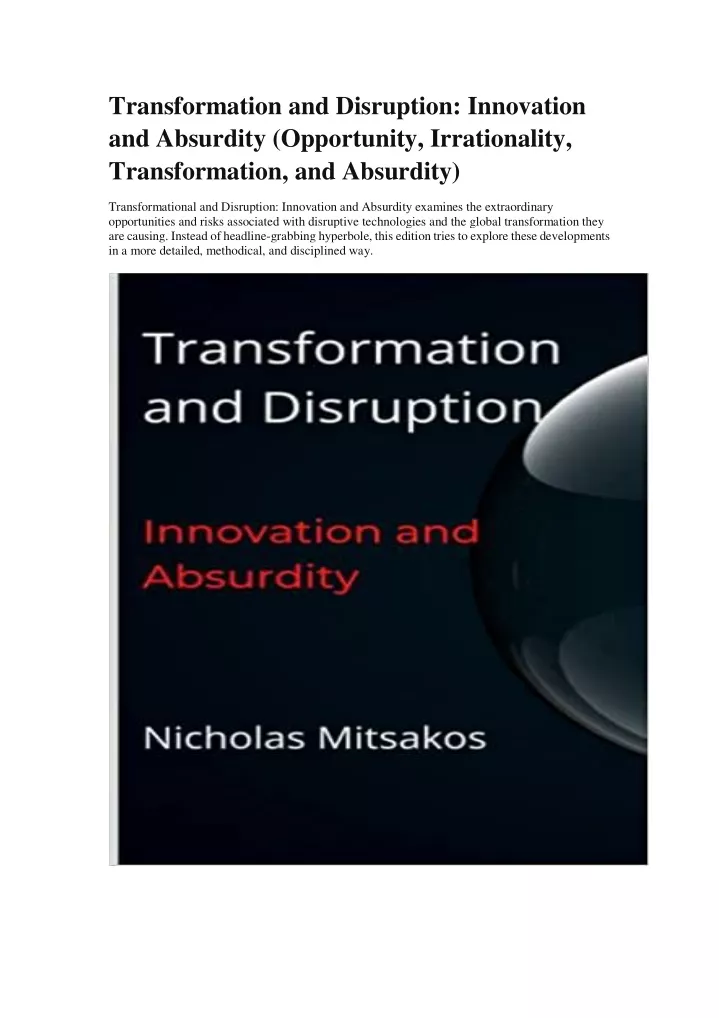 transformation and disruption innovation