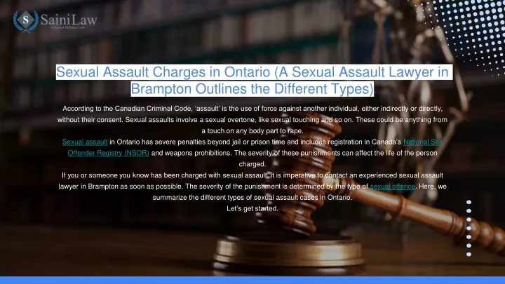 sexual assault charges in ontario a sexual