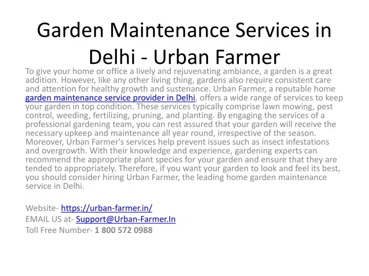 garden maintenance services in delhi urban farmer