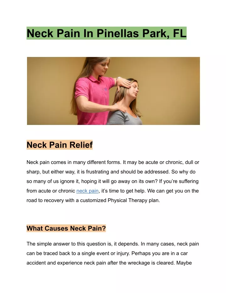 neck pain in pinellas park fl