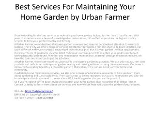 best services for maintaining your home garden by urban farmer