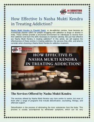 How Effective Is Nasha Mukti Kendra in Treating Addiction?