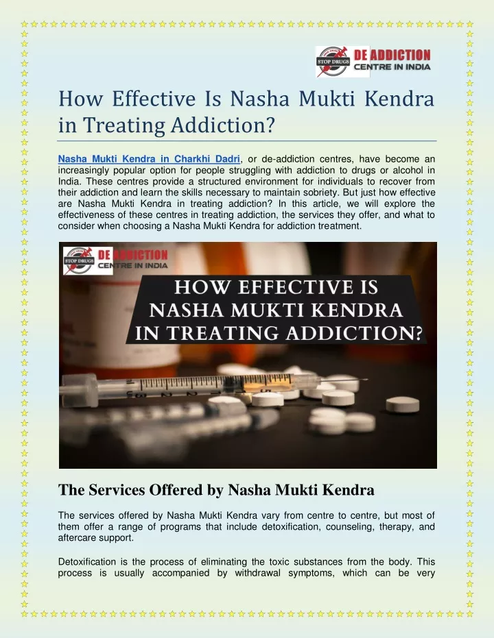 how effective is nasha mukti kendra in treating