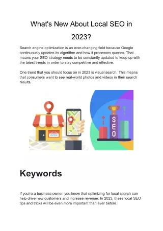 What's New About Local Seo in 2023?