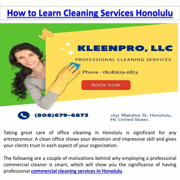 how to learn cleaning services honolulu