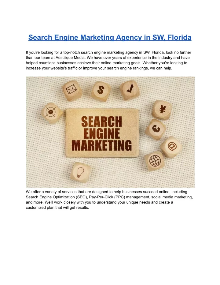 search engine marketing agency in sw florida