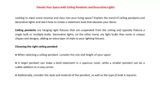elevate your space with ceiling pendants