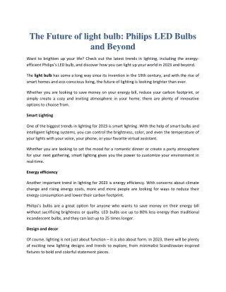 the future of light bulb philips led bulbs