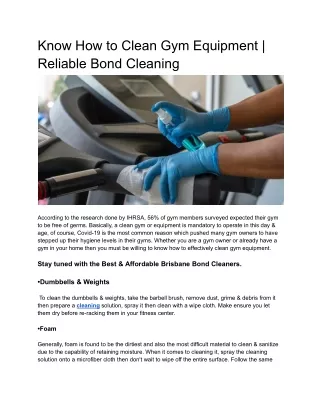 Know How to Clean Gym Equipment _ Reliable Bond Cleaning