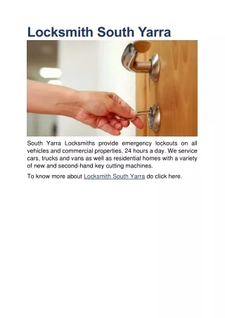 locksmith south yarra