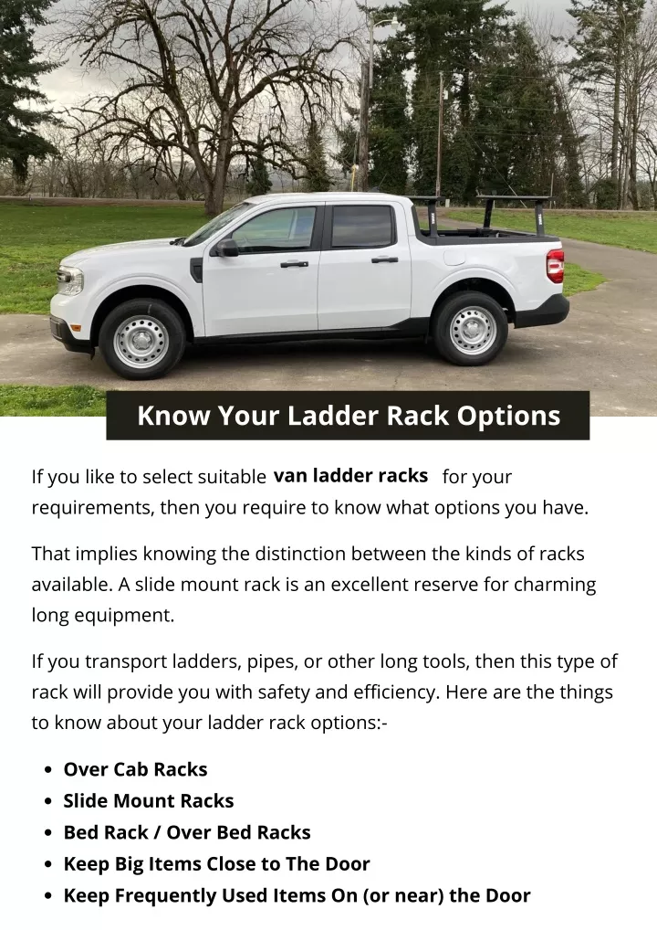 know your ladder rack options