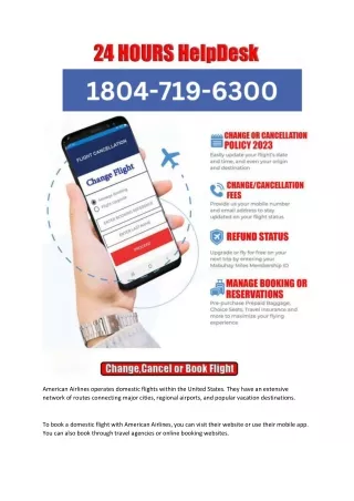 American Airlines Domestic flights  1-(804) -719-6300 Assistance 24/7