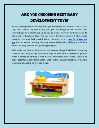 Are You Choosing Best Baby Development Toys