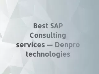 Best SAP Consulting services — Denpro technologies