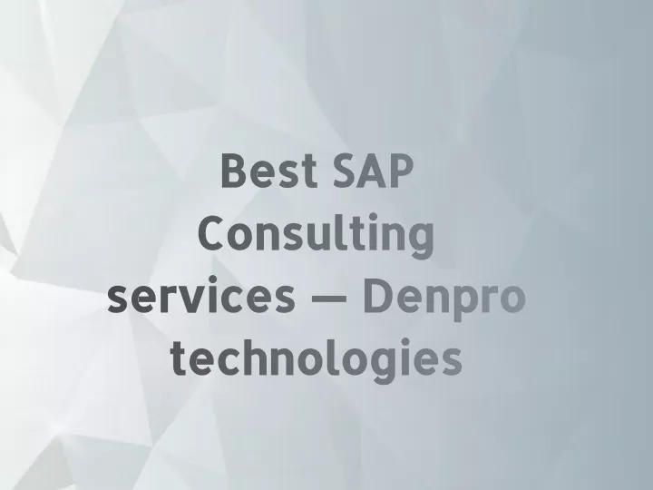 best sap consulting services denpro technologies